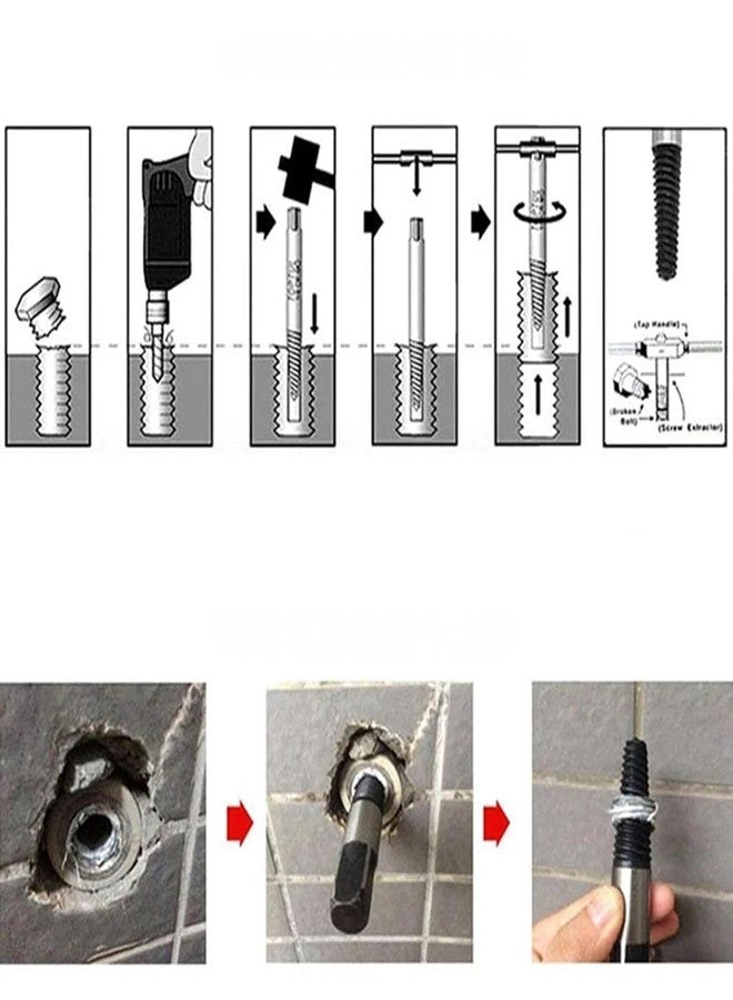 H9 6Pcs Screw Extractor Set for Broken Studs, Bolts, Screws & Pipes (3-22mm) | Reverse Drill Bit Remover Kit for Thread Repair - Chrome Vanadium Steel - Image 4